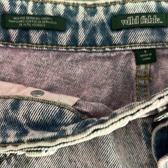 Wild Fable Women's High-Rise Bermuda Jean‎ Shorts Pink Acid Wash Size 6 - Picture 5 of 7